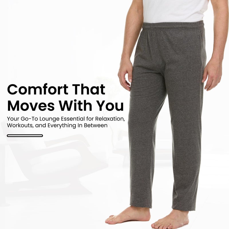Essential Elements ï»¿ Men's 100% Cotton Jersey Active Casual Lounge Comfortable Sleep Pajama Pants for Men - 3 Pack - Image 3
